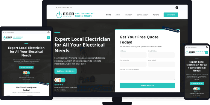 Affordable electrician website for ESER Electrical in Western Sydney