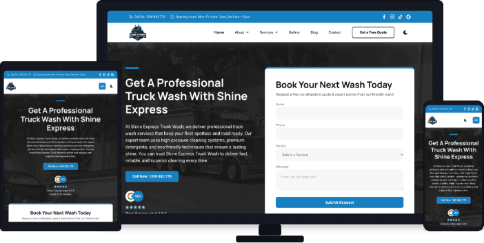Professional website for Shine Express Wash, a Western Sydney car wash business
