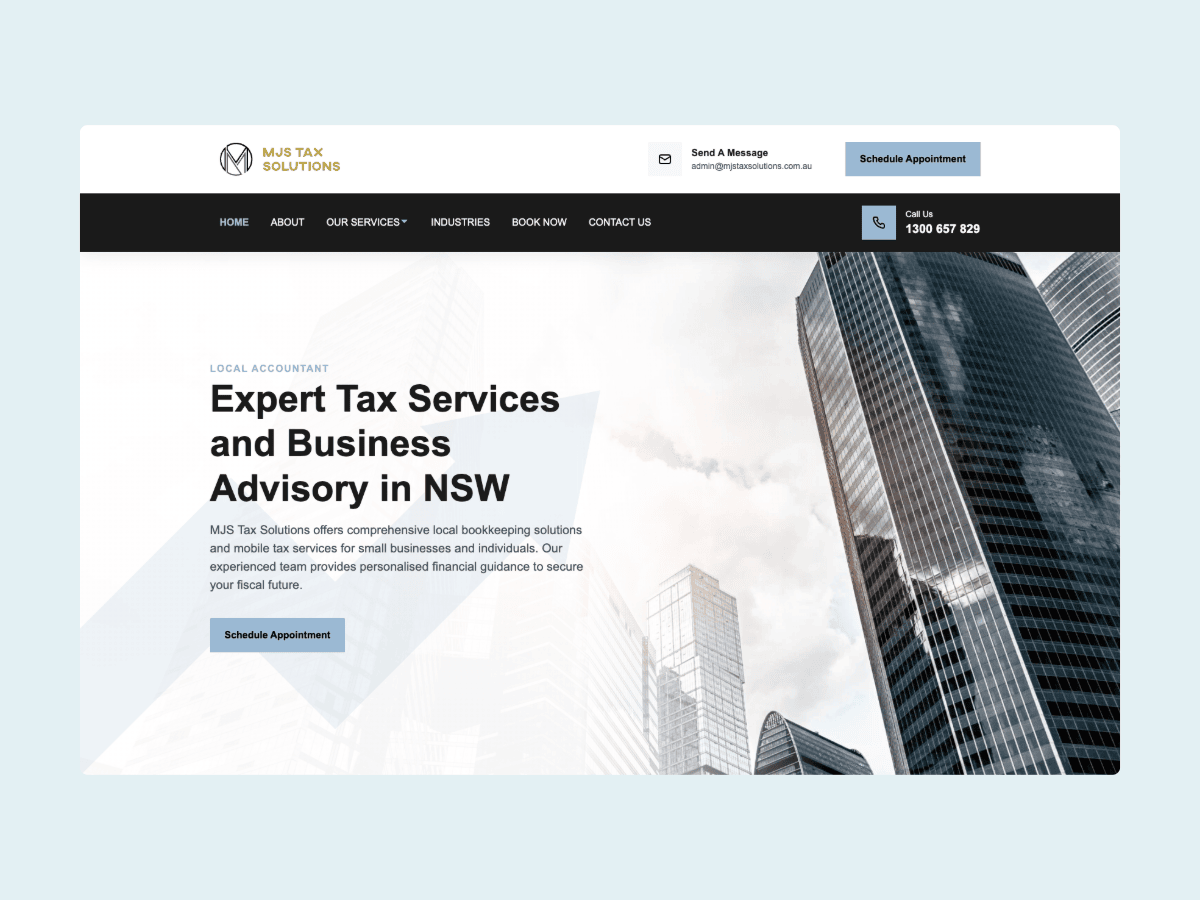 Custom web design for MJS Tax Solutions